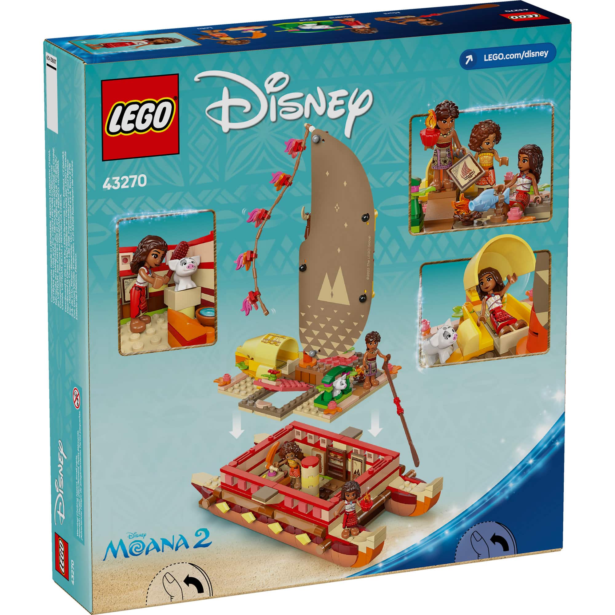 LEGO® Disney Moana’s Adventure Canoe Fantasy Toy Model Kit 43270